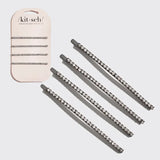 Extra Long Rhinestone Bobby Pins 4 Pcs Set - Hematite