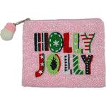 Holly Jolly Beaded Coin Pouch