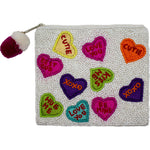 Message Heart Beaded Coin Pouch