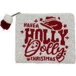 Holly Dolly Christmas Beaded Coin Pouch