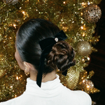 Iconic Velvet Bow Barrette in Noir